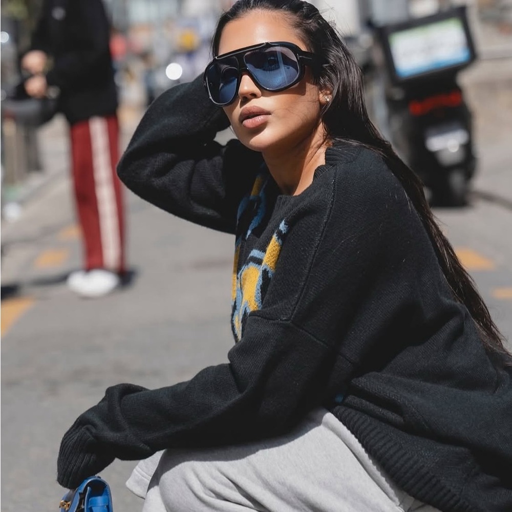 Tom Ford Sunglasses with Black Frame and Blue Lenses